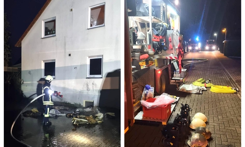 Das Brandgut aus der Wohnung wurde ins Freie gebracht und dort abgelöscht. 