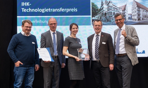 Dr. Vitaly Salikov (RITTEC), Prof. Dr. Stephan Scholl (ICTV), Esther Brepohl (ICTV), Carsten Eichert (RITTEC) und Tobias Hoffmann (IHK Braunschweig) (v. li.).  