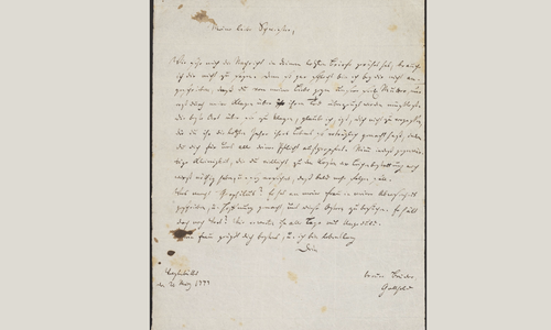 Diesen Brief schrieb Lessing am 20. März 1777 an seine Schwester.