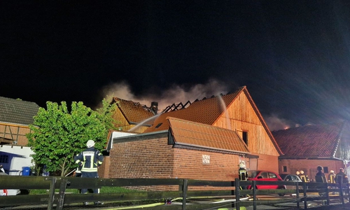Ein Großaufgebot der Feuerwehr bekämpfte den nächtlichen Brand.