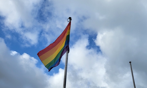 Vor dem Rathaus in Salzgitter weht die Regenbogenfahne.