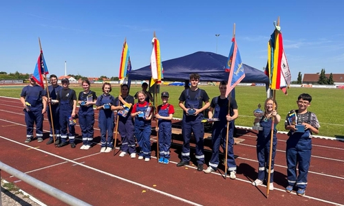Vertreter der sechs qualifizierten Gruppen für den Bezirkswettbewerb.