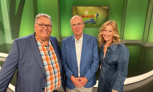 Moderator Michael Thürnau, Gewinner Richard und Co-Moderatorin Ilka Petersen nach der Sendung.