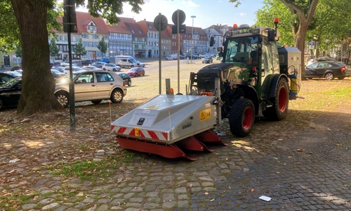 Der elektrische Unkrautmeister im Einsatz.