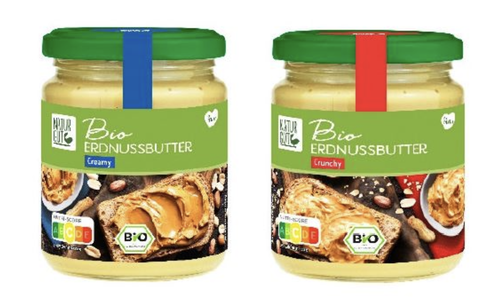 Die Naturgut, Bio Erdnussbutter Creamy/Crunchy im 250g Gramm-Glas wird zurückgerufen.