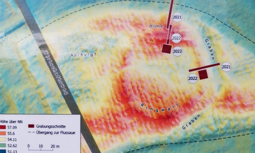 Die topograhische Karte wurde mit einem Laserscan aus der Luft im Winter erstellt. Die Riefen stellen vermutlich eine Bearbeitung des Geländes mit einem Tiefflug in den 1950er Jahren dar, bevor die Fläche aufgeforstet wurde.