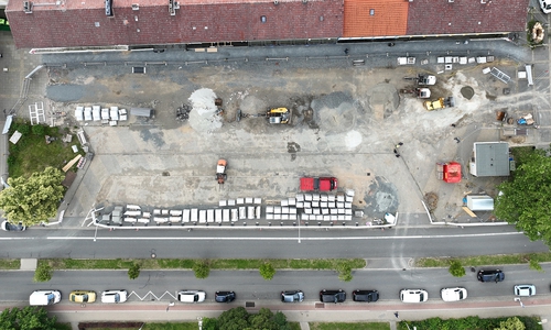 Aus der Vogelperspektive: Die Baustelle auf dem Jürgenohler Marktplatz.