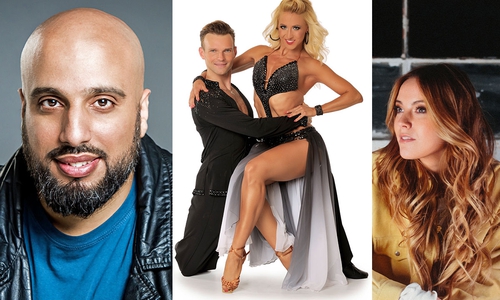 v.l.: Comedian Abdelkarim; Kathrin Menzinger und Vadim Garbuzov; Sophia.