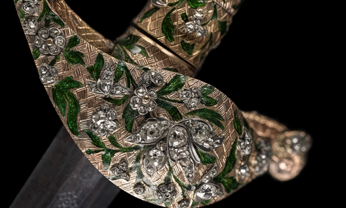 Detailaufnahmen: Berlin, um 1760, Hofdegen mit Diamantbesatz, Detail, Herzog Anton Ulrich-Museum, Braunschweig, Inv.-Nr. Kos 819
