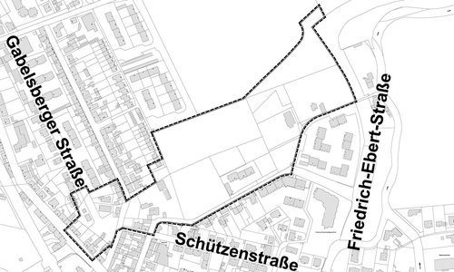 Geltungsbereich des Bebauungsplanes AO Nördlich Auguststadt.