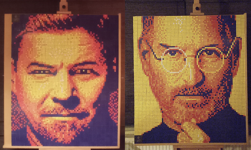 Auch Tim Mälzer und Steve Jobs hat er in einem Würfel-Mosaik verewigt. 