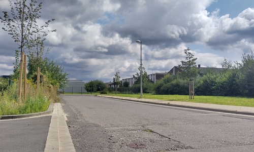 Die temporäre Fahrbahndecke An der Feuerwache im August 2023.