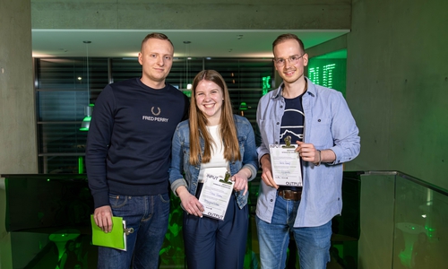 Wurden in diesem Jahr mit den Ostfalia Medienpreisen Salzgitter ausgezeichnet: v. l. n. r. Raphael Stajer, Milena Bassen, Luca Knoop.