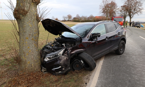 Eines der beiden beteiligten Fahrzeuge landete an einem Baum.