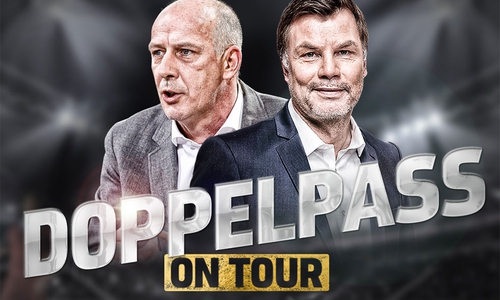 „Doppelpass on Tour“ mit Moderator Thomas Helmer und Experte Mario Basler.