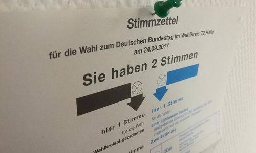Stimmzettel für Bundestagswahl am 24.09.2017