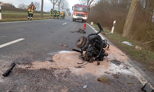 Durch die Wucht des Aufpralls wurde der Motorblock aus dem Fahrzeug gerissen.