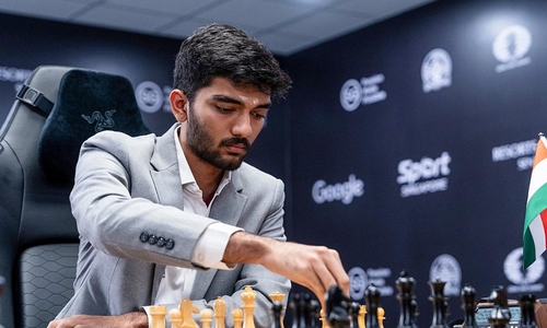 Dommaraju Gukesh während der Schach-WM 2024