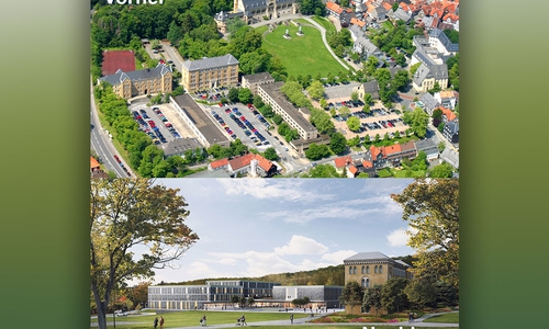 Fotocollage: Das Areal unterhalb der Kaiserpfalz – im Rückblick und Ausblick.