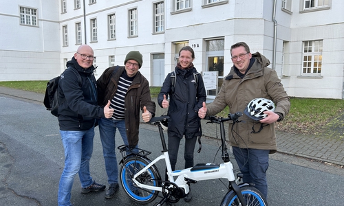 Martin Silberborth, Harzer E-Bike, Thomas Sturm, ERA Goslar, Sophie Teigeler, TU Braunschweig und Fabian Degen, Wirtschaftsförderung Kreis Helmstedt (v. li.). 