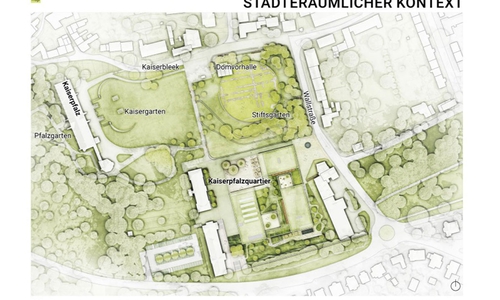 Das Areal am KaiserPfalzQuartier soll mit seinen Grünflächen eine hohe Aufenthaltsqualität bieten.