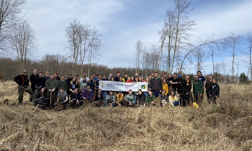 Studenten und Mitarbeiter der Ostfalia Hochschule für angewandte Wissenschaften haben sich bei einer Baumpflanzaktion in Kooperation mit dem Rittergut Lucklum und der Stiftung Zukunft Wald engagiert und 1.650 Bäume im Elm gepflanzt.