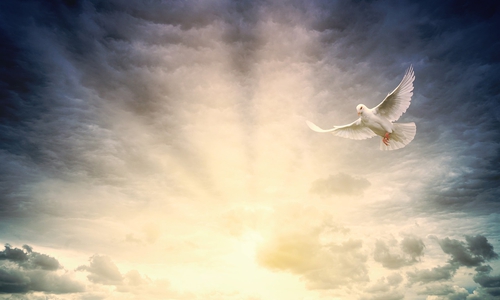 Das Pfingstwunder wird symbolisch durch eine Taube dargestellt.
