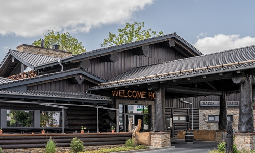 Außenansicht eines Timberjacks Restaurant.