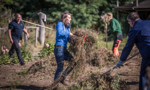 Freiwillige engagieren sich.