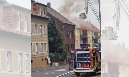 Aus dem Dach schlugen Flammen 