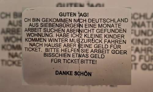 Mit einem solchen Zettel bettelten die Betrüger um Geld.