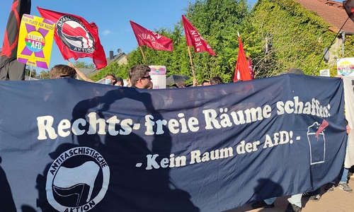 Demo gegen AfD-Wahlparty in Brandenburg am 22.09.2024