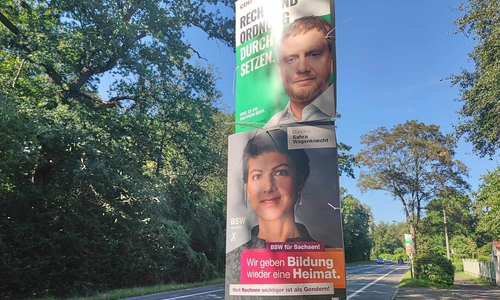 Wahlplakate von CDU und BSW zur Landtagswahl in Sachsen (Archiv)