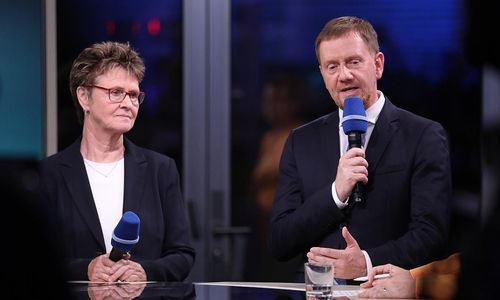 Sabine Zimmermann und Michael Kretschmer am 01.09.2024