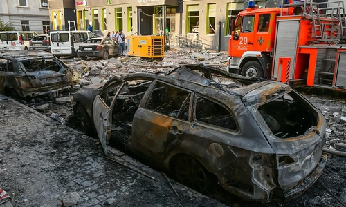 Zerstörung nach russischem Luftangriff auf Lemberg am 04.09.2024