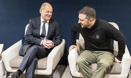 Olaf Scholz und Wolodymyr Selenskyj in Davos am 21.01.2025