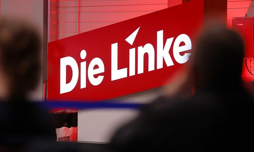 Linken-Logo auf Parteitag (Archiv)