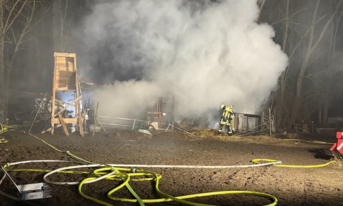 Der Pferdeunterstand in Flechtorf musste aufwändig gelöscht werden.