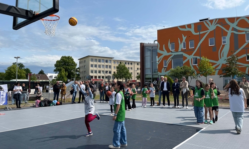 Die Eröffnung der 3x3 Basketballanlage im Juni.