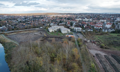 Die Arbeiten an der Flutmulde haben begonnen.