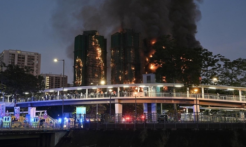 Brand im Wang Fuk Court in Hongkong