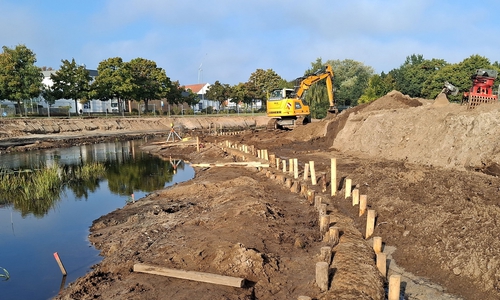 Die Bauarbeiten an der Mühlenaller Anfang Oktober.