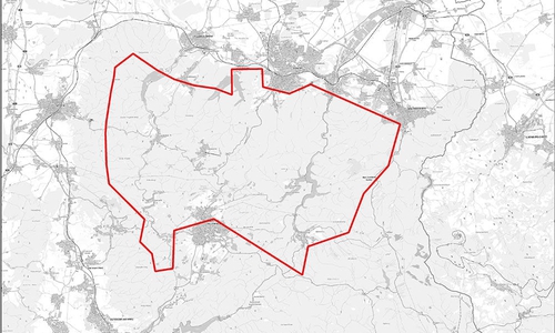 Das Erlaubnisfeld „Kaiserpfalz“ erstreckt sich über weite Teile des westlichen Harzes von Bad Harzburg bis fast nach Seesen und von Altenau bis Wildemann.