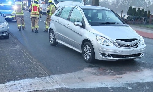 Beim Aufprall ausgetretene Betriebsstoffe des Mercedes (Archiv)