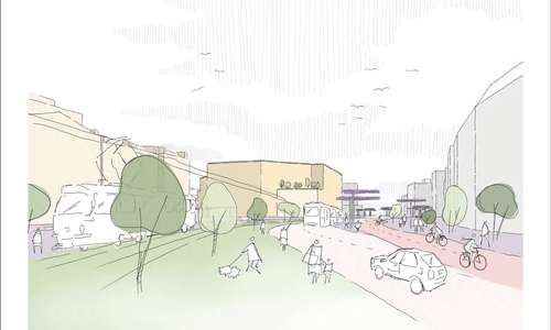 Kadawittfeld-Architekten aus Aachen/Berlin mit RABE Landschaftsarchitekten verfolgen in ihren Vorschlägen einen sehr stringenten klimaschonenden Ansatz. Dieses Team möchte ressourcenschonend den Bestandsbau -Horten überwiegend erhalten, modelliert ihn aber neu. Das Erdgeschoss soll dabei offen und transparent ausgebildet werden, um neue Durchwegungen zu ermöglichen. Bei diesem Team wird aus dem Schlossplatz ein neuer grün geprägter Stadtraum mit ganz anderer Ausrichtung als heute. Die Architekten schlagen u.a. einen Regenwasserpfad und ein Arboretum an dieser zentralen Stelle vor. Verkehrlich wird zunächst überall an gleicher Stelle eine Fahrspur reduziert. Ab 2025 soll der Bohlweg im Bereich des Schlossplatzes dann autofrei werden.