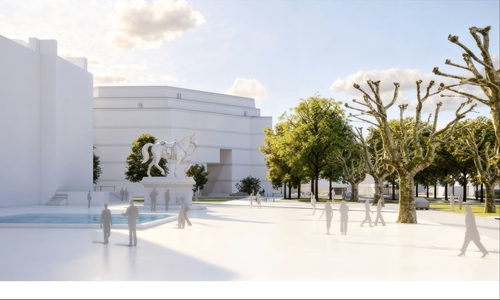 Hadi Teherani Architects aus Hamburg mit Stephan Lenzen Landschaftsarchitekten arbeiten mit dem Bestandsbaukörper, verändern diesen aber mit einer großen Öffnung in den unteren Geschossen. Diese Öffnung wird als neue Durchwegung zwischen Damm und Magniviertel vorgeschlagen. Der Flächenverlust in den unteren Geschossen wird über Aufstockungen in den Dachgeschossen kompensiert, sodass der Baukörper in der Höhe an Masse zulegt.