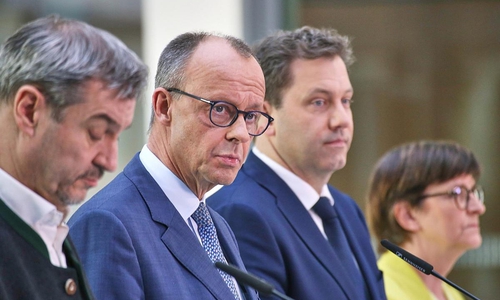 Markus Söder, Friedrich Merz, Lars Klingbeil, Saskia Esken am 08.03.2025