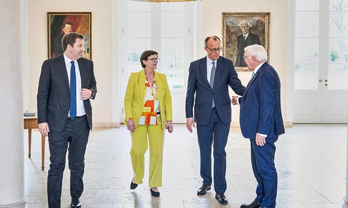 Treffen der Parteivorsitzenden von SPD und CDU mit dem Bundespräsidenten am 11.04.2025