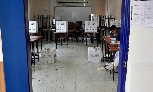 Wahllokal in Ecuador am 13.04.2025