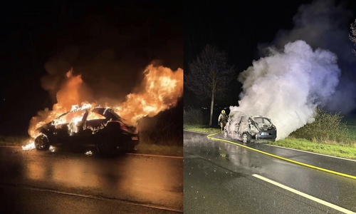 Auf der Bundesstraße 1 zwischen der Magdeburger Warte und dem Harbker Kreisel stand ein Auto in Vollbrand